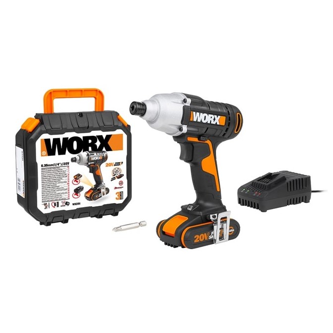 WORX 20V Cordless 1-4 inch Impact Driver Set WX291 Main WORX 20V Cordless 1/4" Impact Driver Kit WX291
