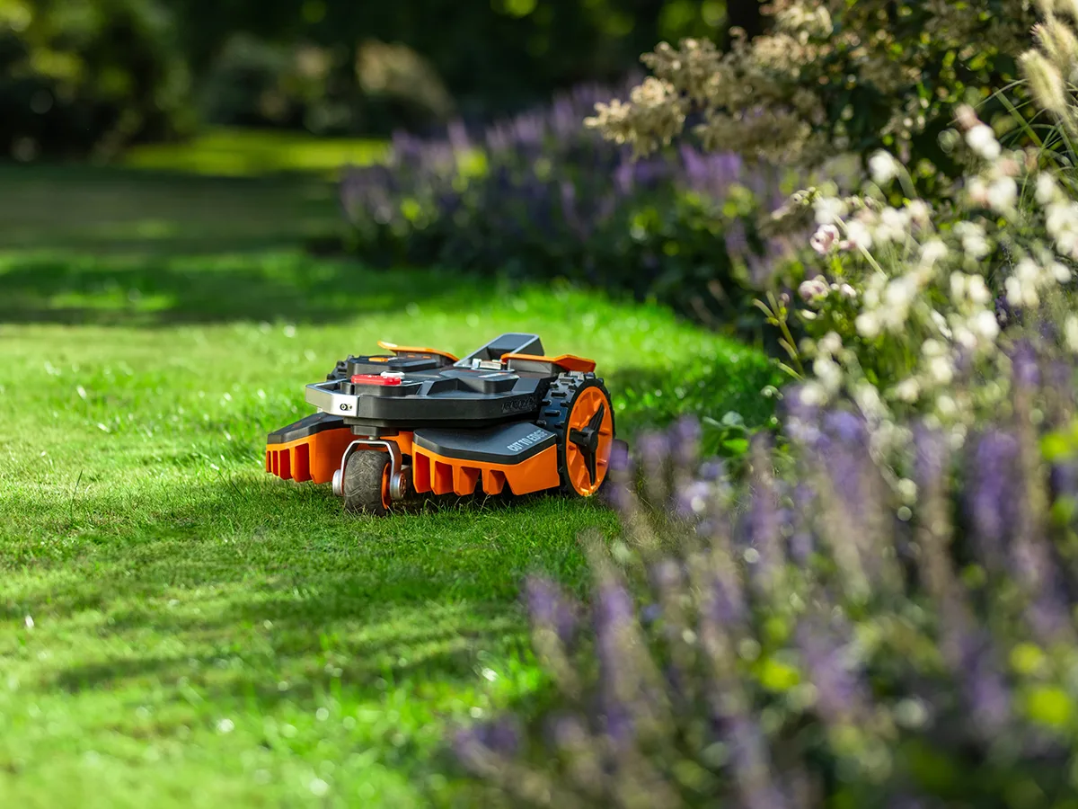 Worx Landroid Vision mowing a garden