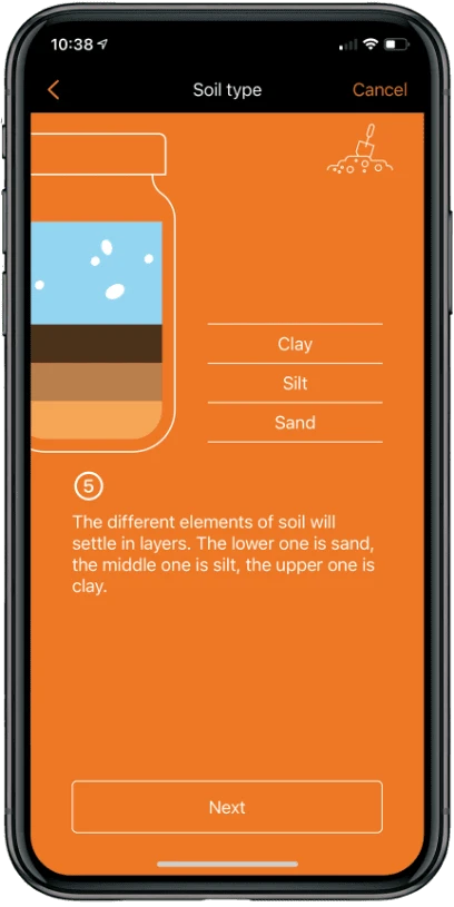 Worx Landroid app showing soil type settings