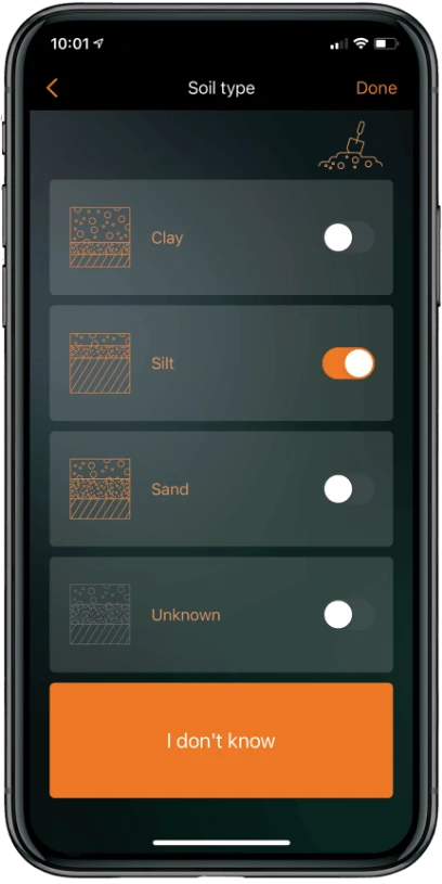 Soil settings view 2