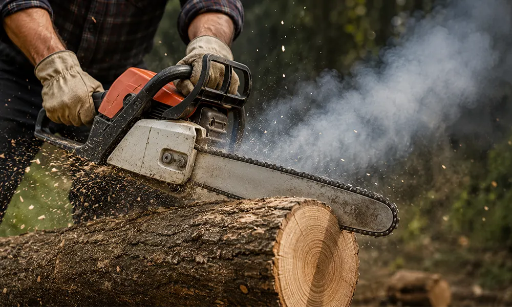 Placeholder for a generic petrol chainsaw being used outdoors